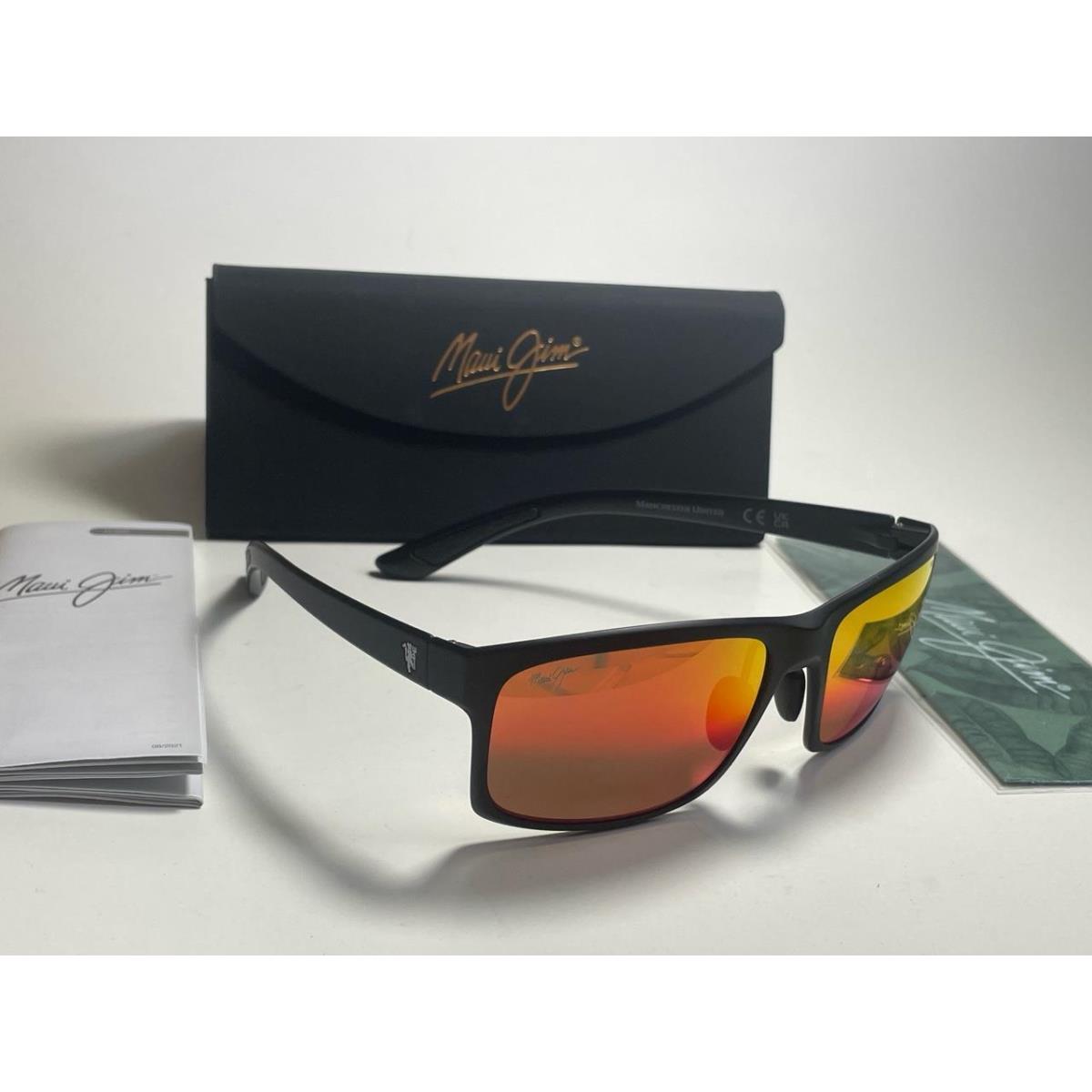 Maui Jim Pokowai Arch Polarized Sunglasses RM439-35UTD Matte Black/lava Mirror