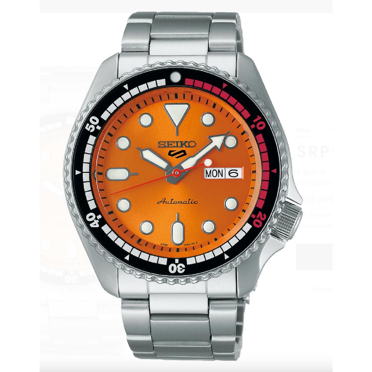 Seiko 5 Sports SRPK07 Limited Skx Sport`s Style Orange Dial 42.5 mm Men`s Watch