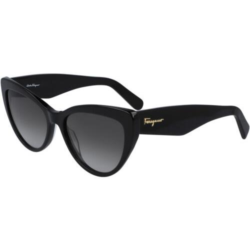 Salvatore Ferragamo Women`s Cat Eye Sunglasses w/ Gradient Lens - SF930S - Italy Black/Grey Gradient (001)