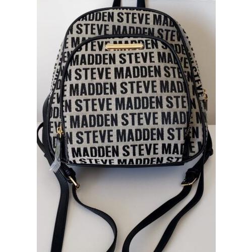 Steve Maddden Babott Backpack Dome Geometric Jacquard Black Gray