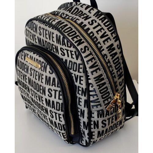 Steve Madden  bag  Babott Backpack - Black Handle/Strap, Gold Hardware, Black & Gray Exterior 1