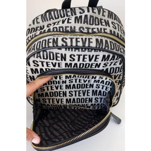 Steve Madden  bag  Babott Backpack - Black Handle/Strap, Gold Hardware, Black & Gray Exterior 3