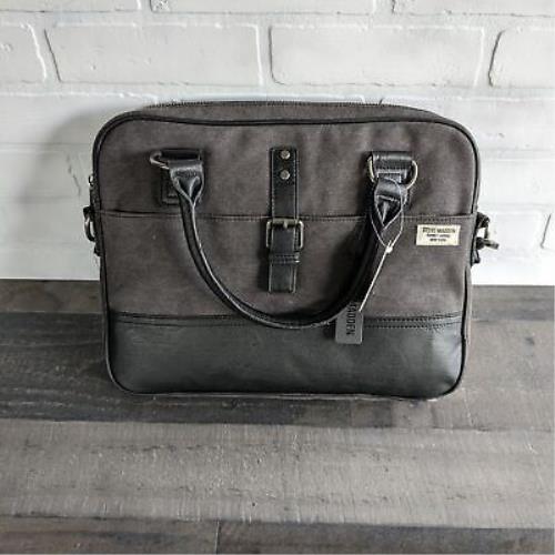 Steve Madden Messenger Bag Gray Canvas Black Leather MM-106