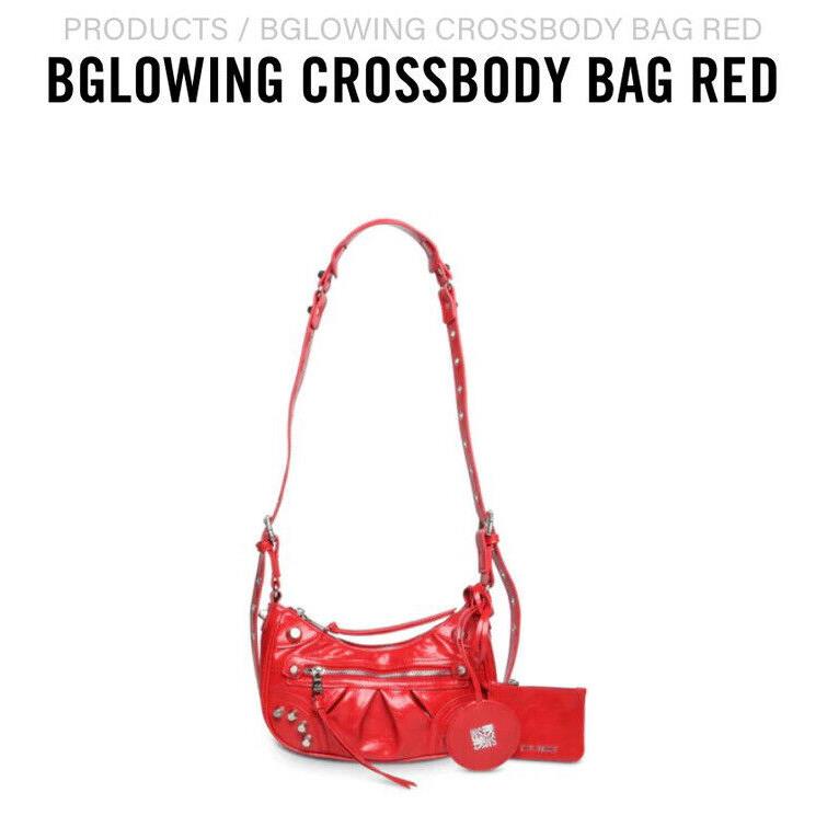 Steve Madden Rhinestone Bglow-r Leather Crossbody Bag Red