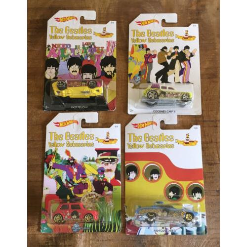 Hot Wheels The Beatles Set of Four John Paul George Ringo Faces Are on The Cars