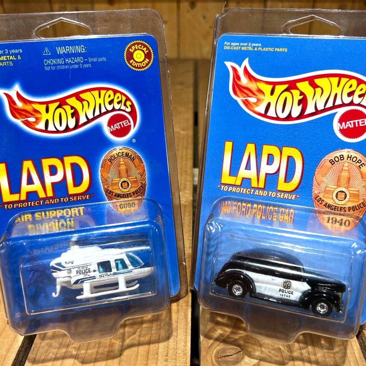 Hot Wheels Lapd 1940 Ford Police Car Helicopter - 1:64 Diecast w/ Protector