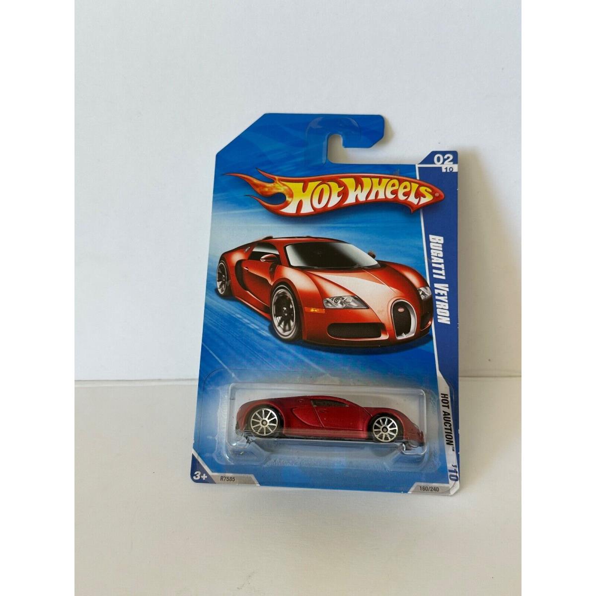 2010 Hot Wheels Bugatti Veyron Hot Auction `10 Satin Red Htf W/protector K65