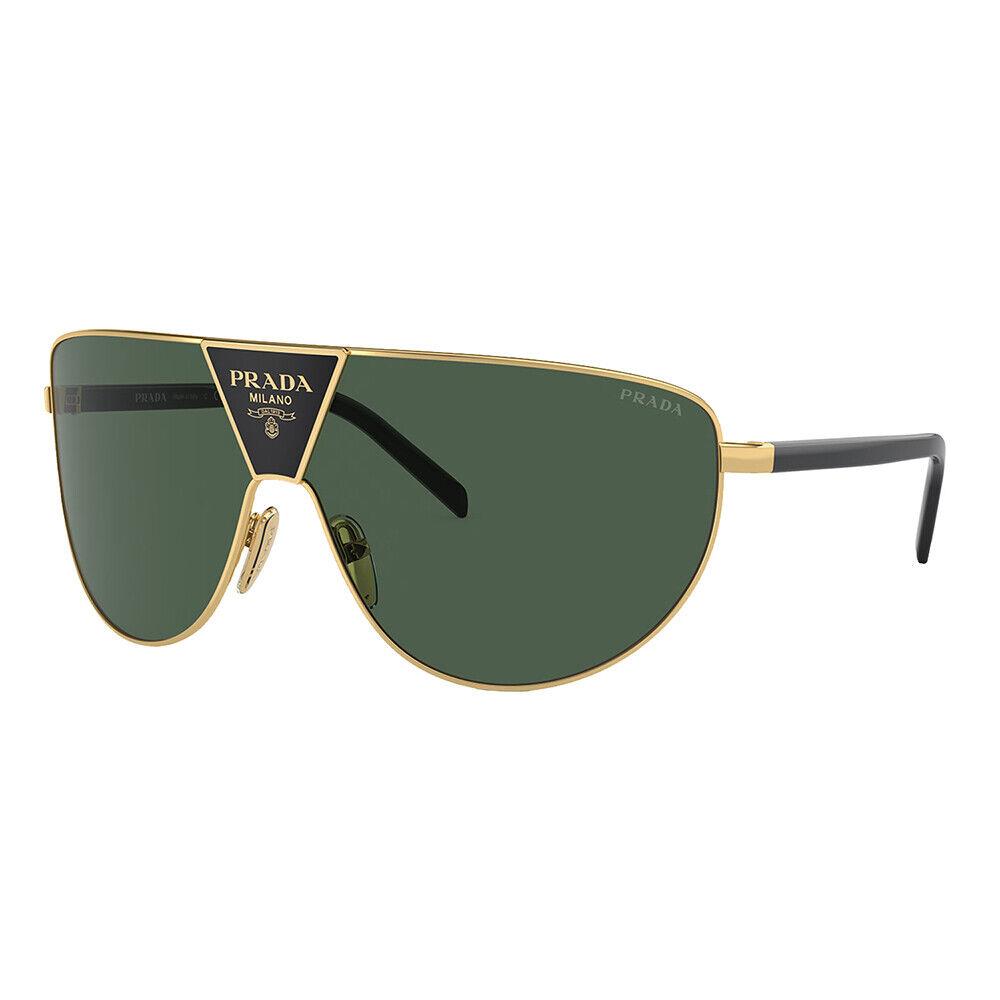 Prada PR 69ZS 5AK05V Gold Metal Shield Sunglasses Green Lens