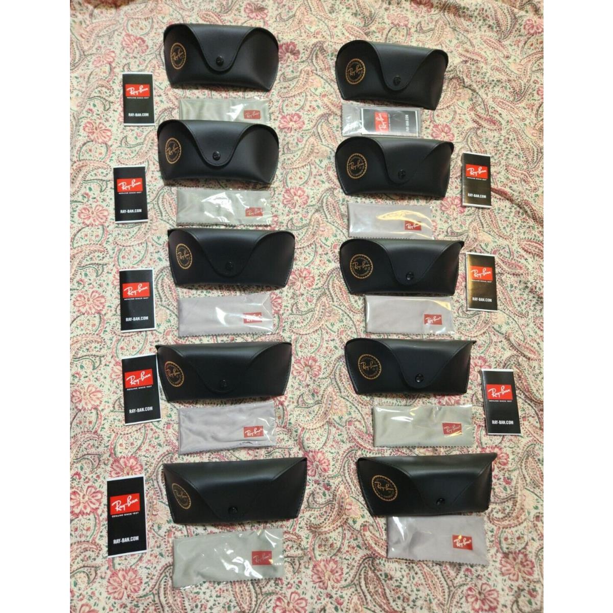 10 Black Luxottica Ray-ban Aviator Cases W/sealed Cloths Booklets