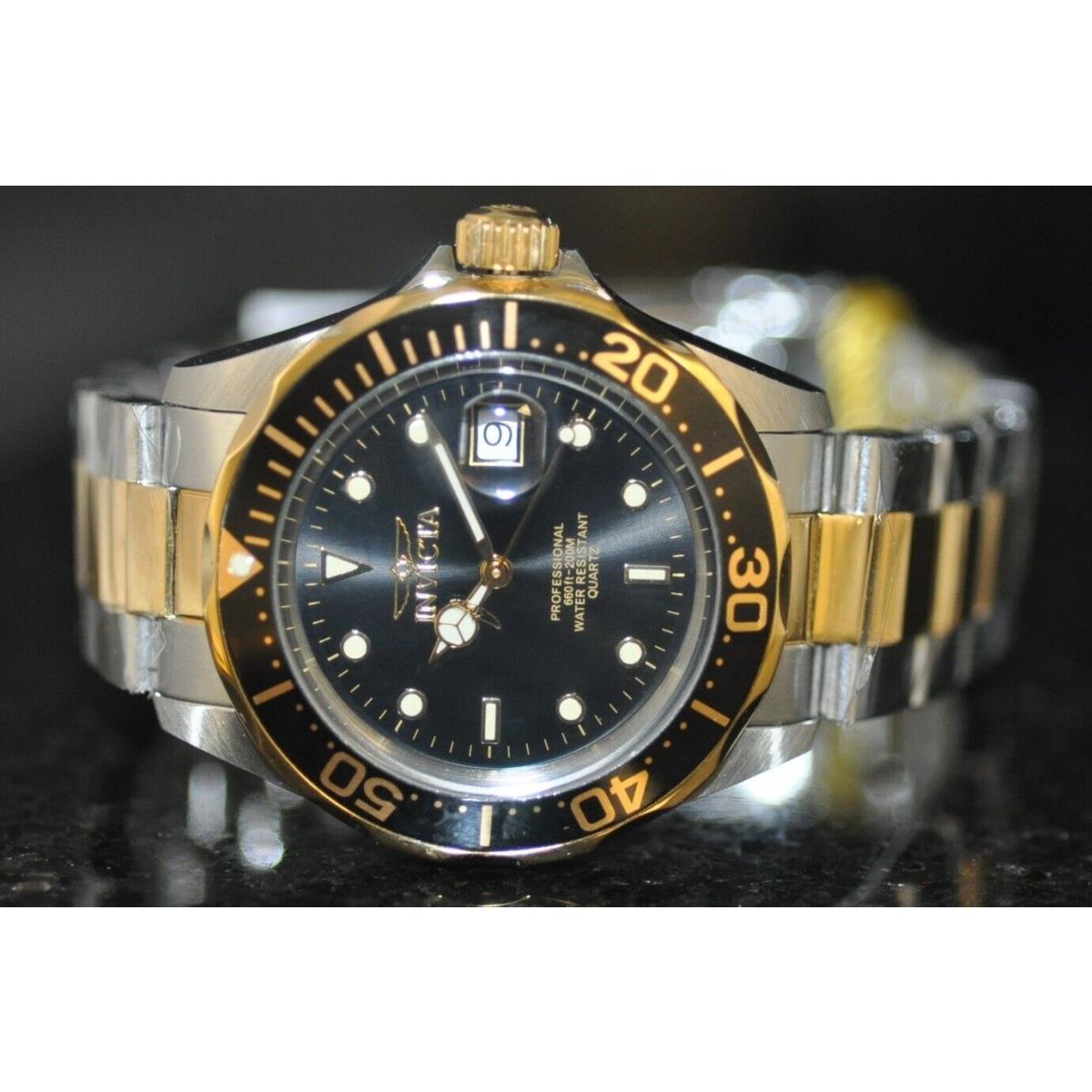 Invicta Men`s Pro Diver Black Dial Two Tone Stainless Steel Watch 9309