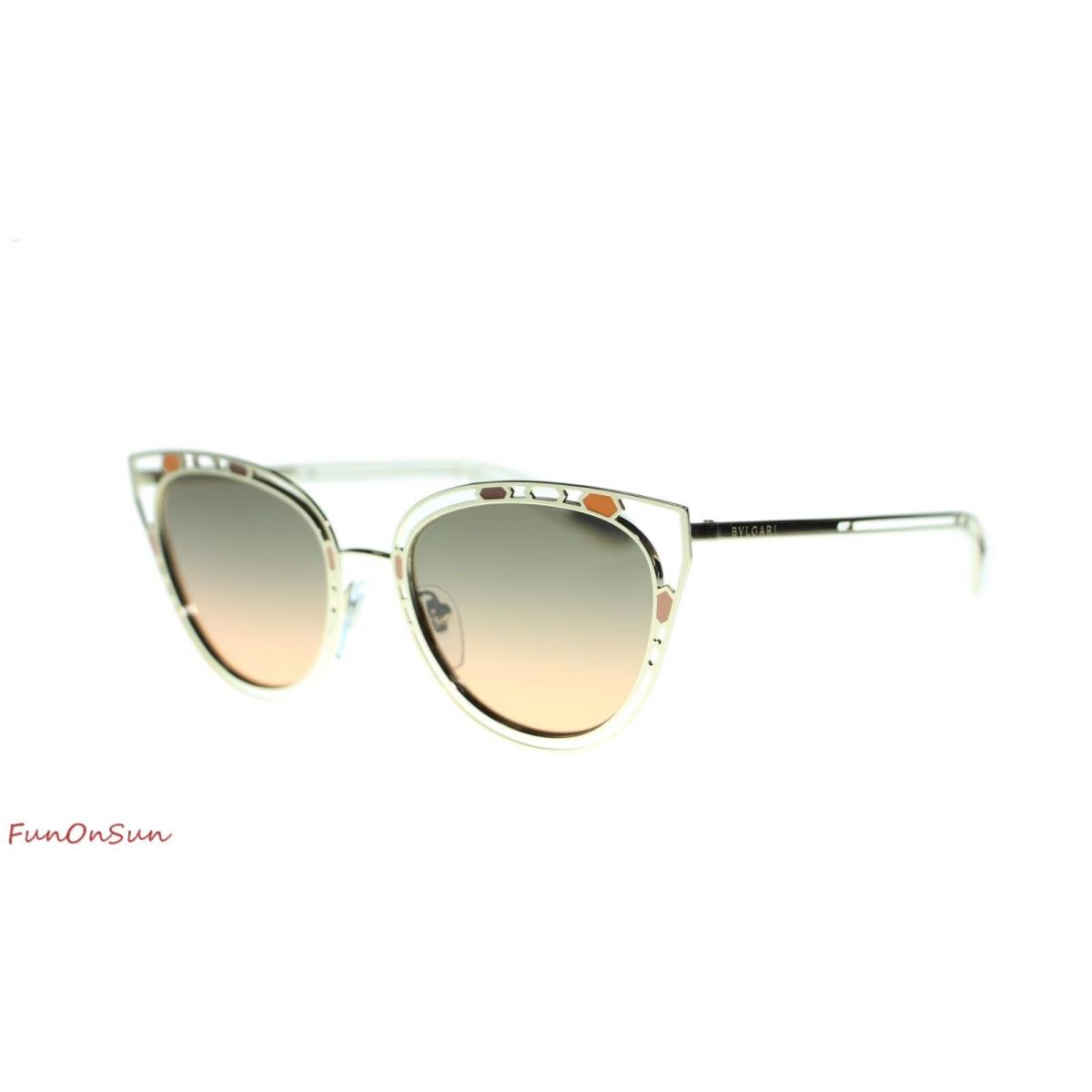 Bvlgari Women`s Cat Eye Sunglasses BV6104 201318 Pale Gold/orange Grey Lens 54mm