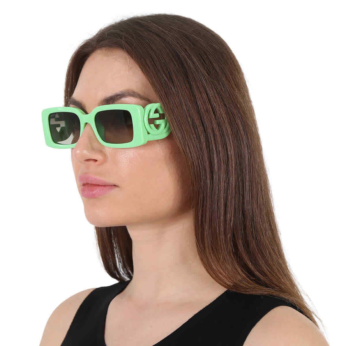 Gucci Gradient Green Rectangular Ladies Sunglasses GG1325S 004 54 GG1325S 004 54
