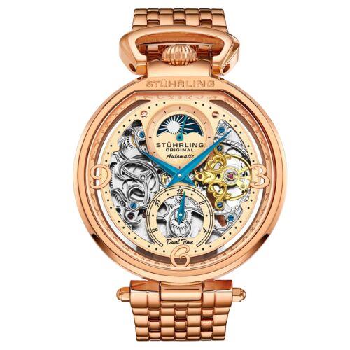 Stuhrling 4032 3 Modena Legacy Automatic Dual Time Skeleton Am/pm Mens Watch