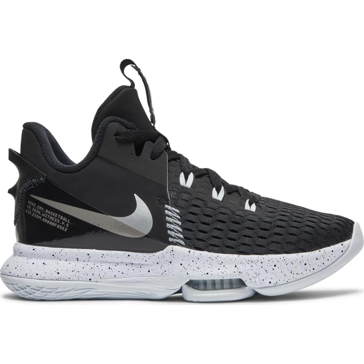 Nike Lebron Witness V 5 Black Metallic Silver White Sneakers CQ9380-001 Men`s 8 - Black