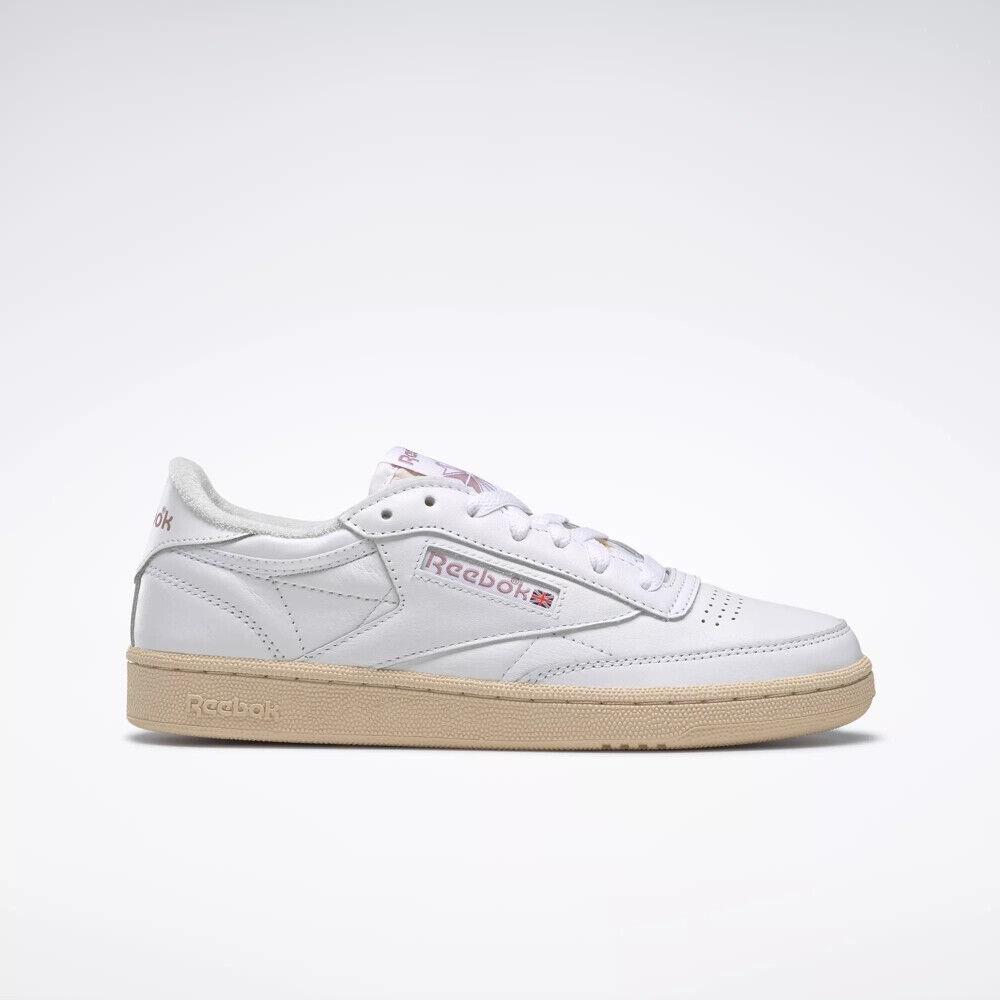 Reebok Women`s Club C 85 Vintage Premium Leather Classic Shoes White / Chalk / Infused Lilac