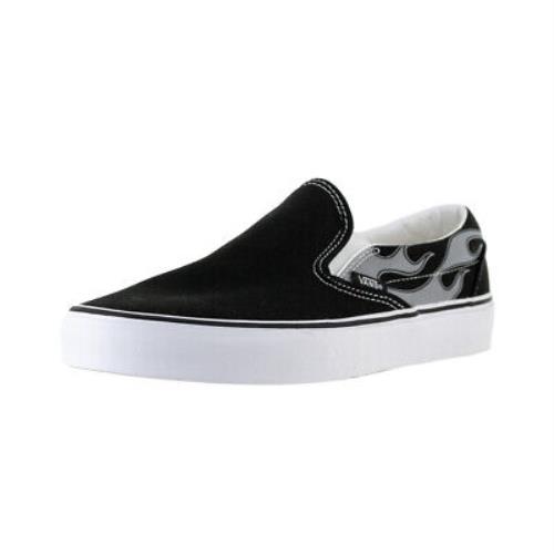 Vans Slip-on Reflective Flame Sneakers Black Skate Shoes - Black