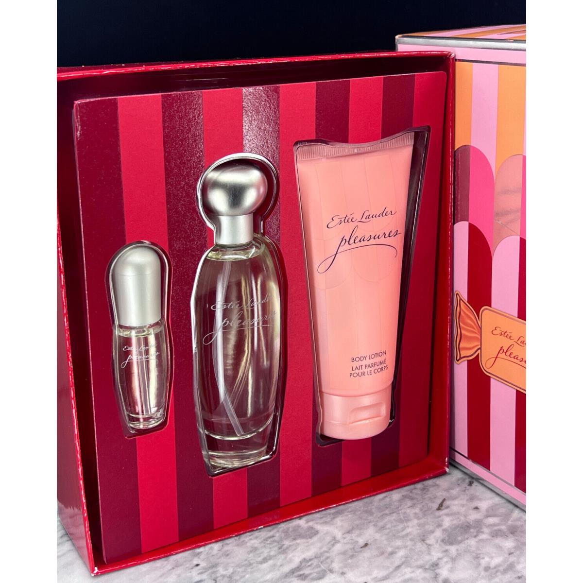 Pleasures by Estee Lauder Perfume 3pc Set: 1.7oz Edp + 2.5 oz Lotion + 0.14 Mini