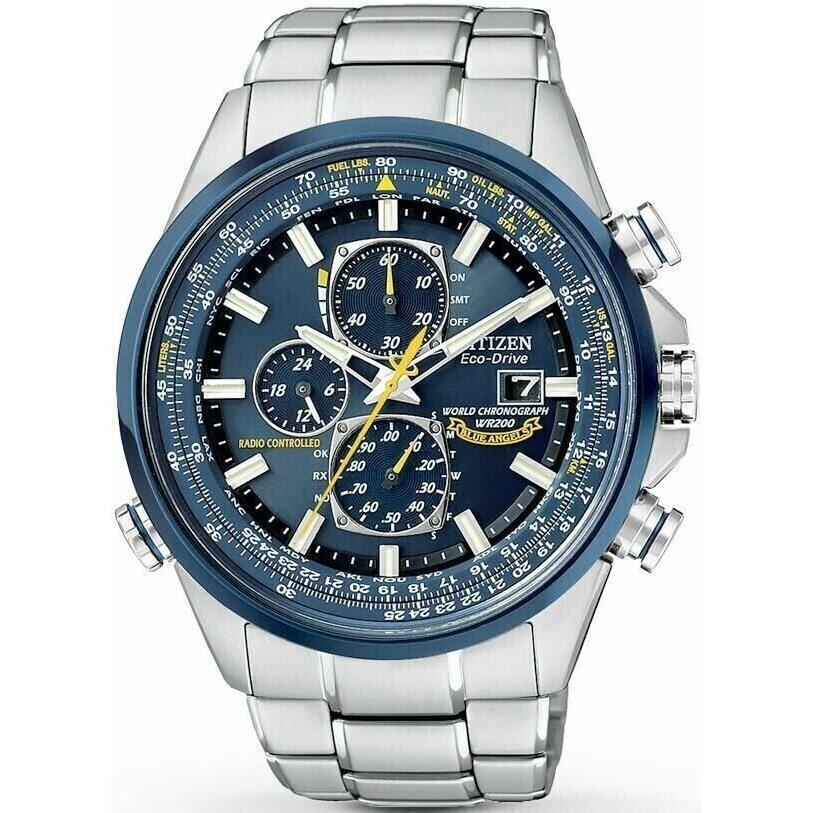Citizen Men`s Blue Angels Chronograph Date Blue Dial Steel Watch AT8020-54L - Blue Dial
