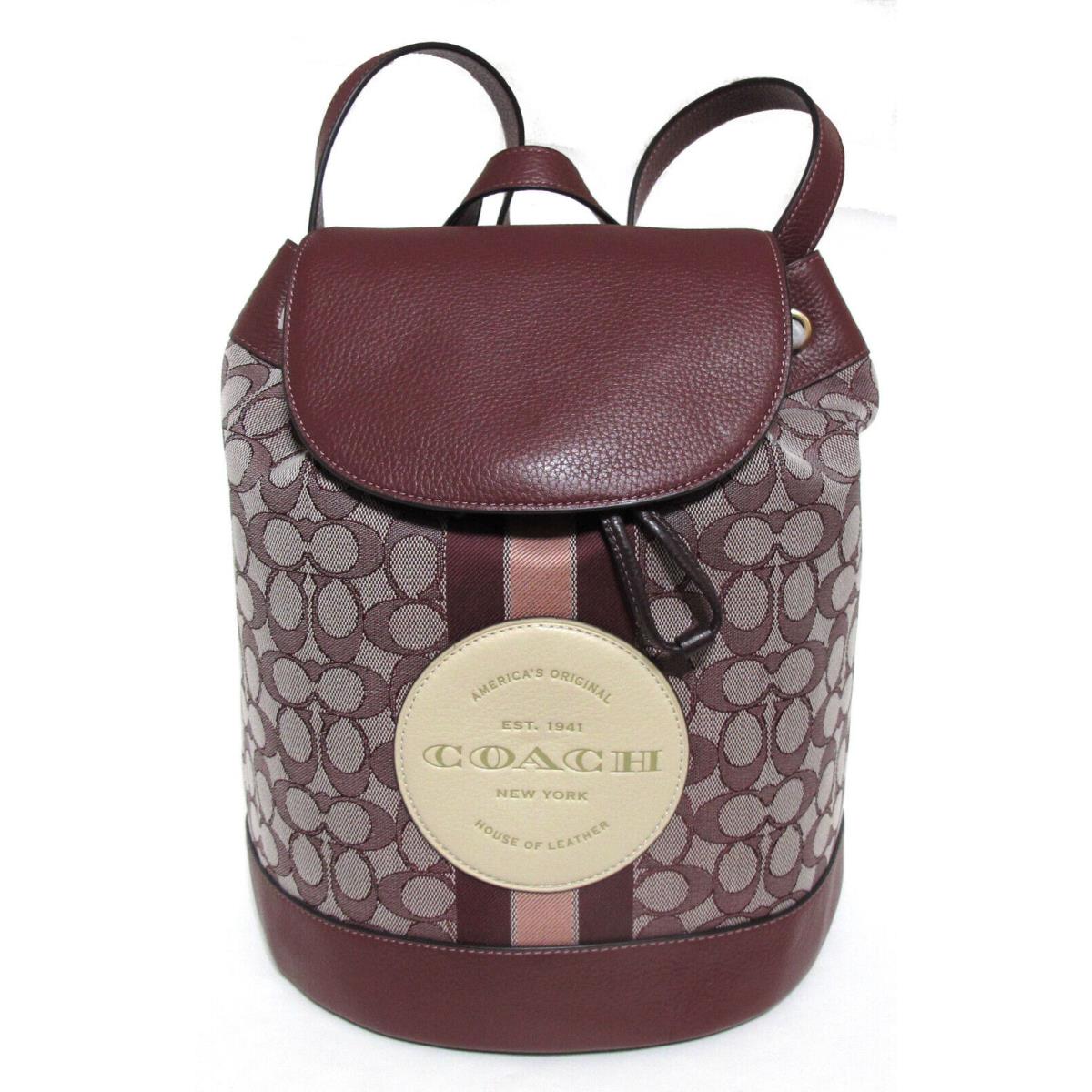 Coach Backpack Signature Dempsey Jacquard Leather Wine CE601