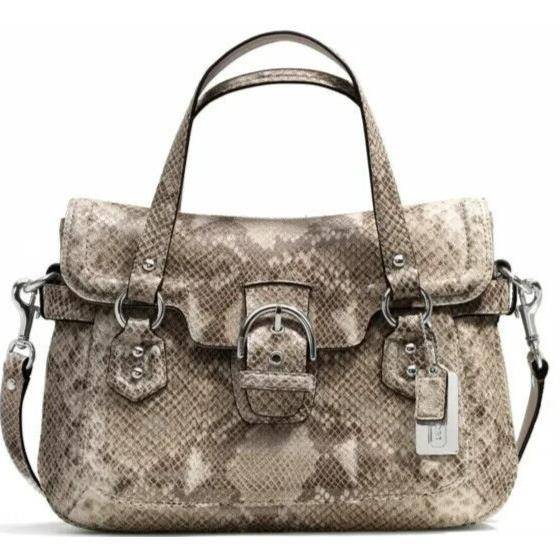 Coach Campbell Exotic Snakeskin Embossed Leather Small Flap Satchel Bag