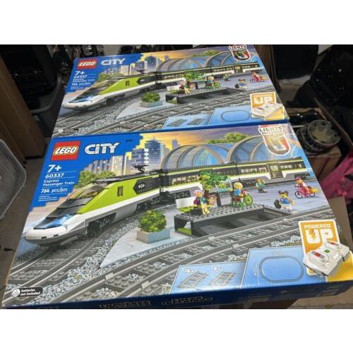 2x Lego City Express Passenger Train RC Lights 60337 Green Tracks