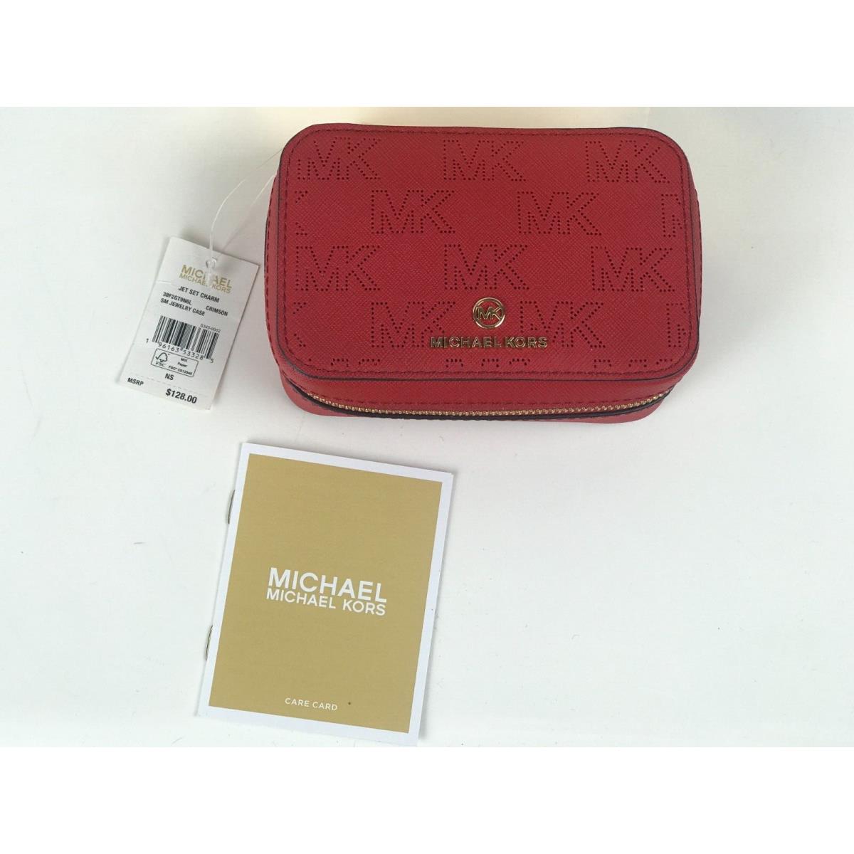 Michael Kors MK Signature Logo Jet Set Charm Small Jewelry Case Crimson Red