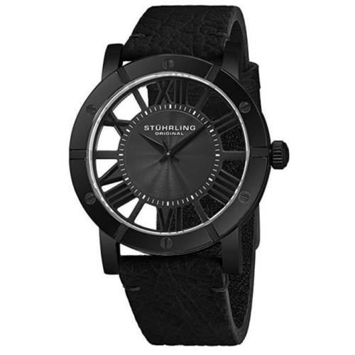 Stuhrling 881B 01 Winchester Quartz Black Leather Mens Watch