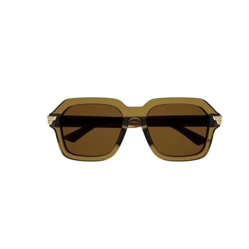 Bottega Veneta BV1123S 004 Green/brown Square Unisex Sunglasses