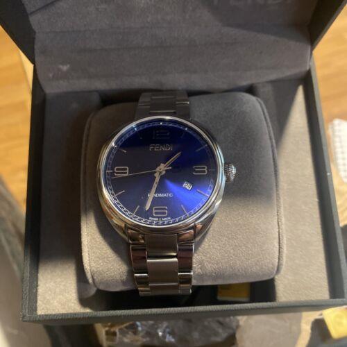 Fendi Fendimatic 42mm Steel Bracelet Case Automatic Blue Dial Analog Watch