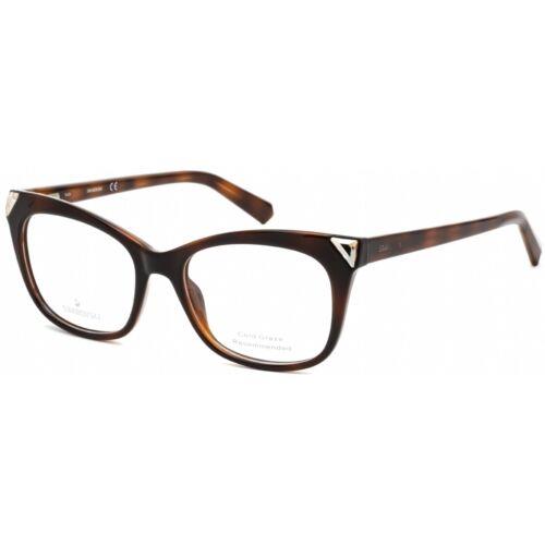 Swarovski Women`s Eyeglasses Dark Havana Cat Eye Plastic Frame SK5292 052