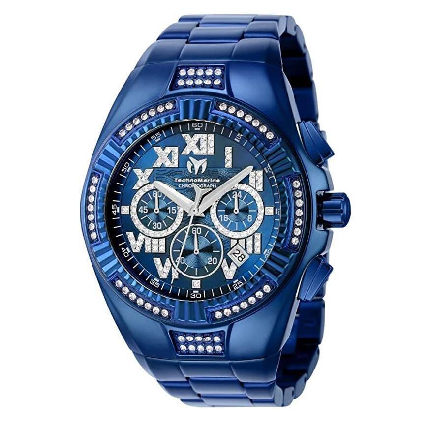 Technomarine Cruise Chronograph Blue Dial 44.5 mm Men`s Watch TM-121234 - Dial: Blue, Band: Blue, Bezel: Blue