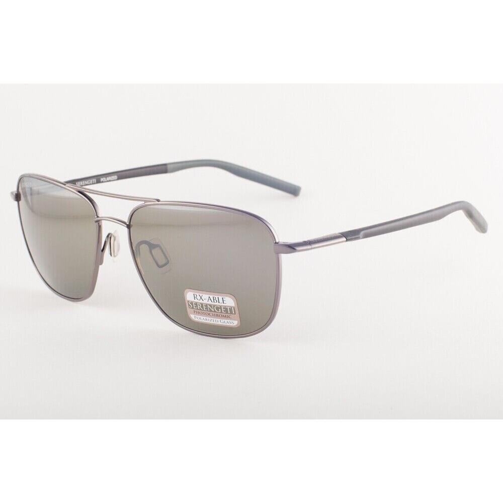Serengeti Spello 8798 Shiny Gunmetal Black Grey / 555 Polarized Sunglasses 58mm