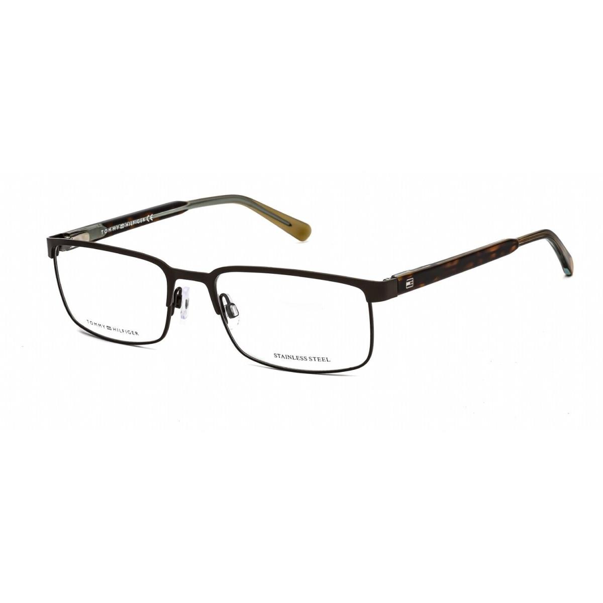 Tommy Hilfiger TH1235 1lq Rectangle Matte Black Green Eyeglasses