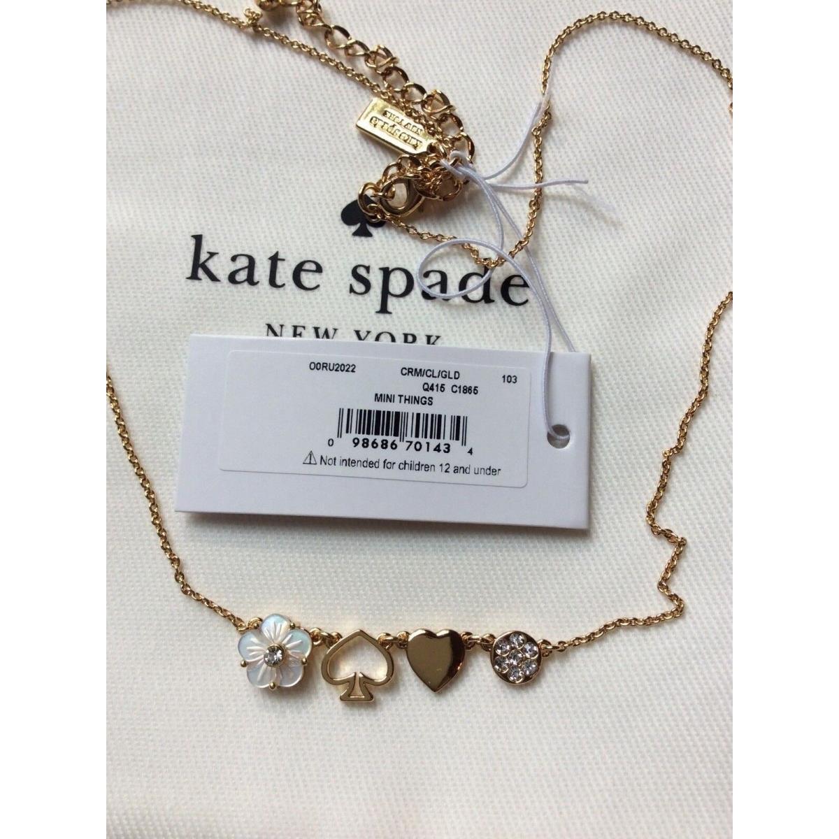 Kate Spade Charm Necklace Disney Girl+ Extender Flower Heart Crystal Gift