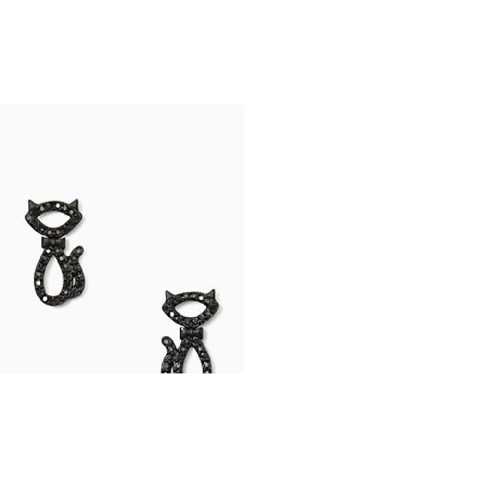 Kate Spade Jazz Pave Black Disney Cat Stud Earrings Crystal Holiday Halloween