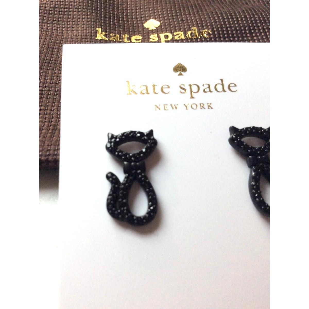 Kate Spade Jazz Pave Black Disney Cat Stud Earrings Crystal Holiday Halloween