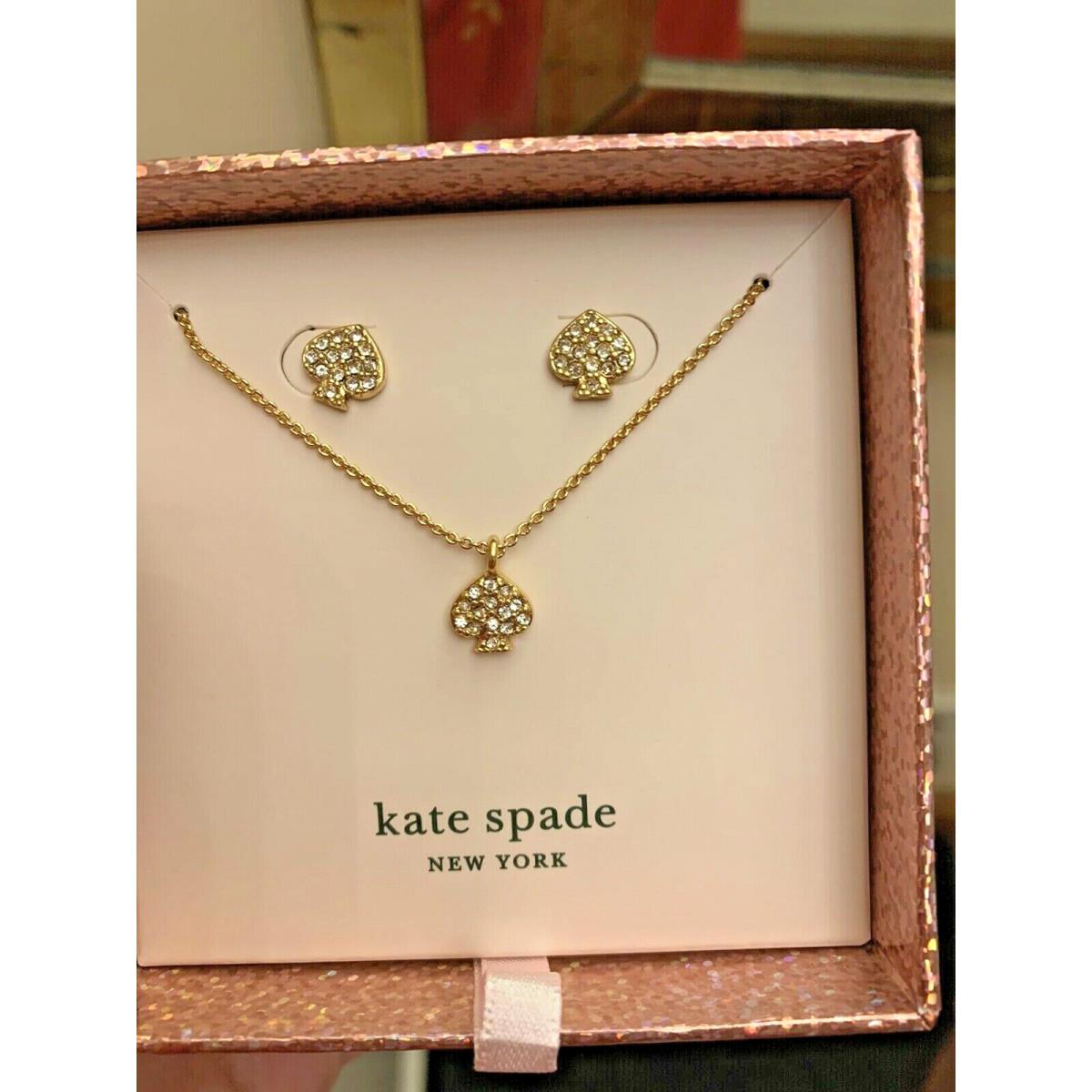 Disney Kate Spade Box Set Earrings + Necklace Holiday School Girl Gold Gift