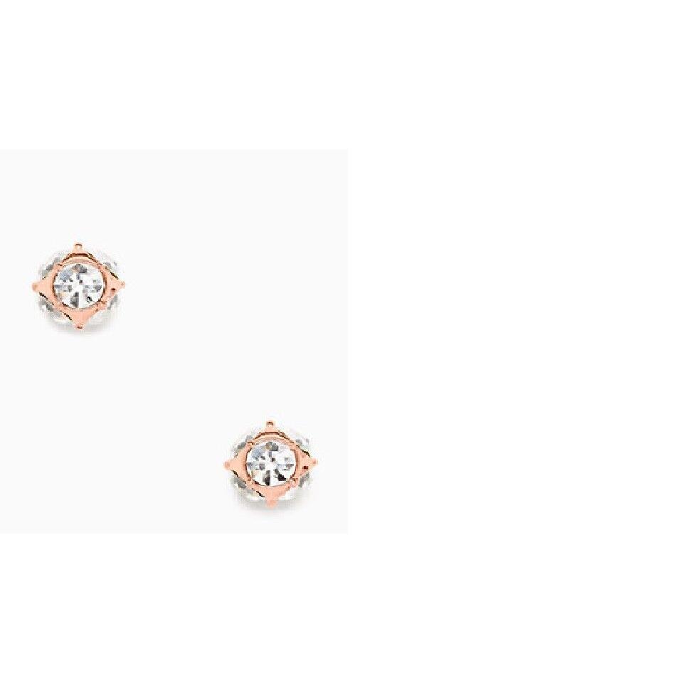 Kate Spade Marmalade Stud Earrings + Necklace Crystal Set Diamond Gold Wedding