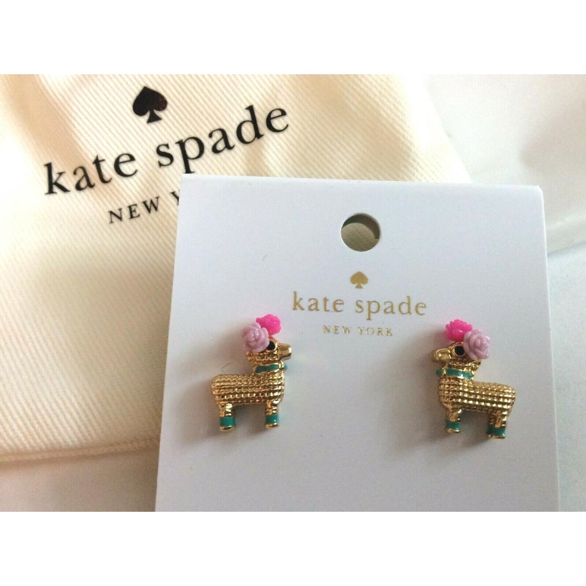 Kate Spade Holiday Post Earrings + Bag Unicorn Gold Birthday School Party Gift