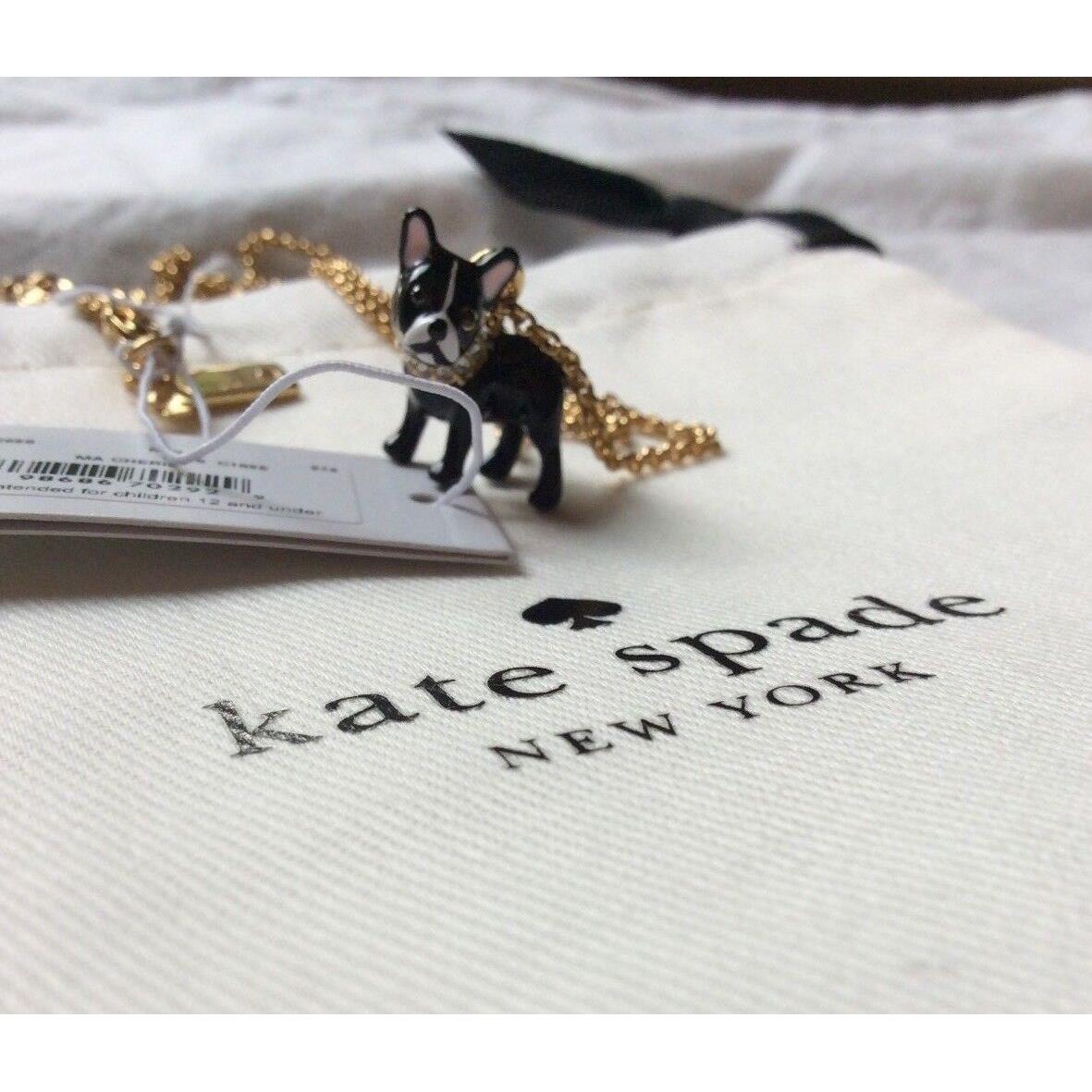 Kate Spade Set MA Cherie Antoine Dog Necklace + Earrings Stud Boston Terrier