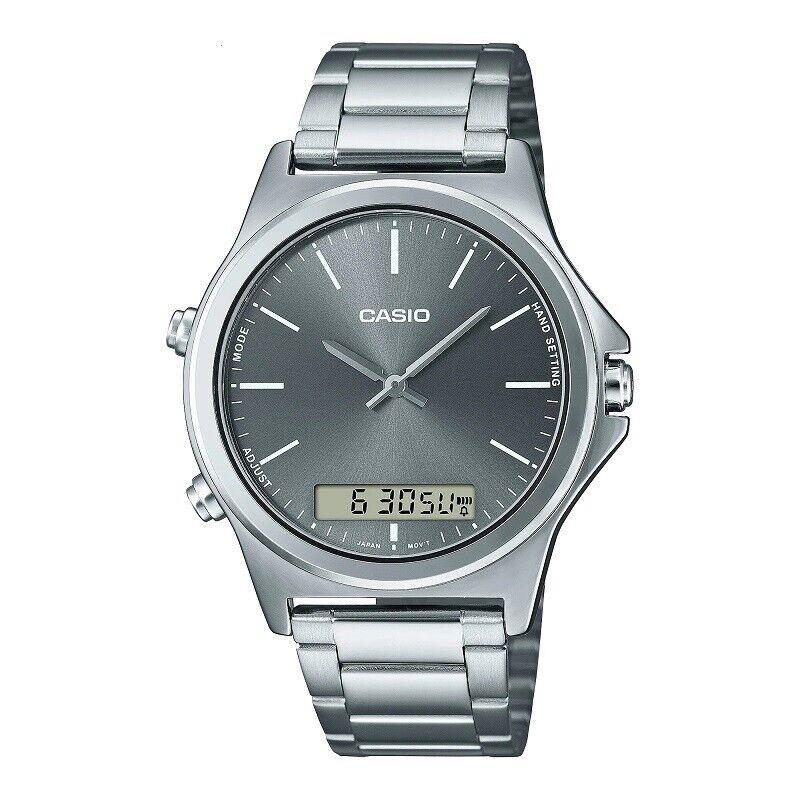 Casio MTP-VC01D-8E Men`s Stainless Steel Grey Dial Analog Digital Time Watch