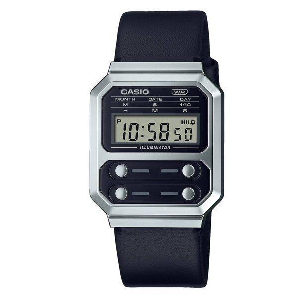 Casio A100WEL-1A Vintage Collection Digital Black Leather Strap Unisex Watch