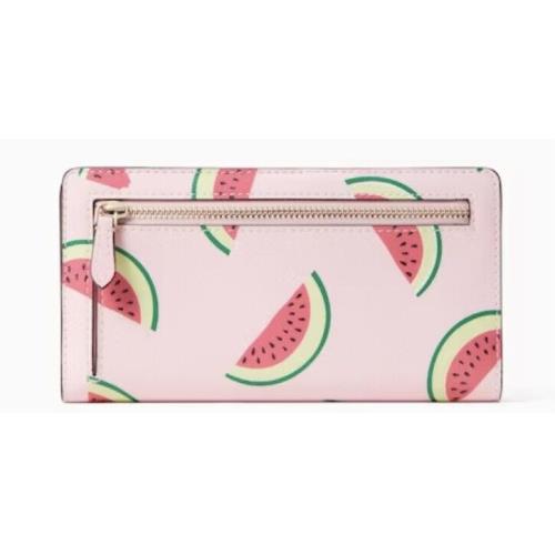Kate Spade Marlee Watermelon Party Large Slim Bifold Wallet Pink Multi