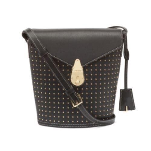 Calvin Klein Women`s Leather Studded Bucket Black Purse Bag Rtl