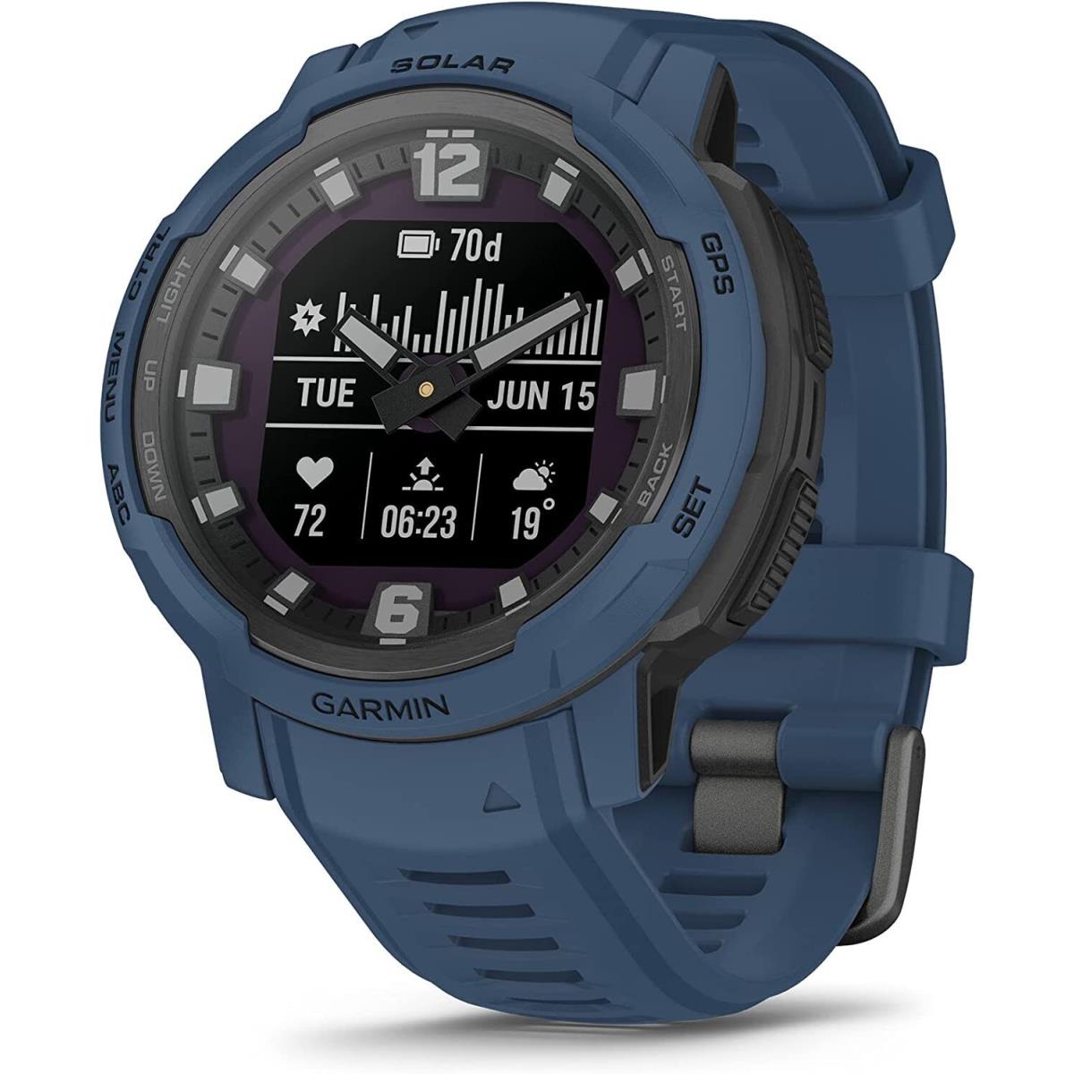Garmin Instinct Crossover Rugged Hybrid Smartwatch Solar Edition - Tidal Blue