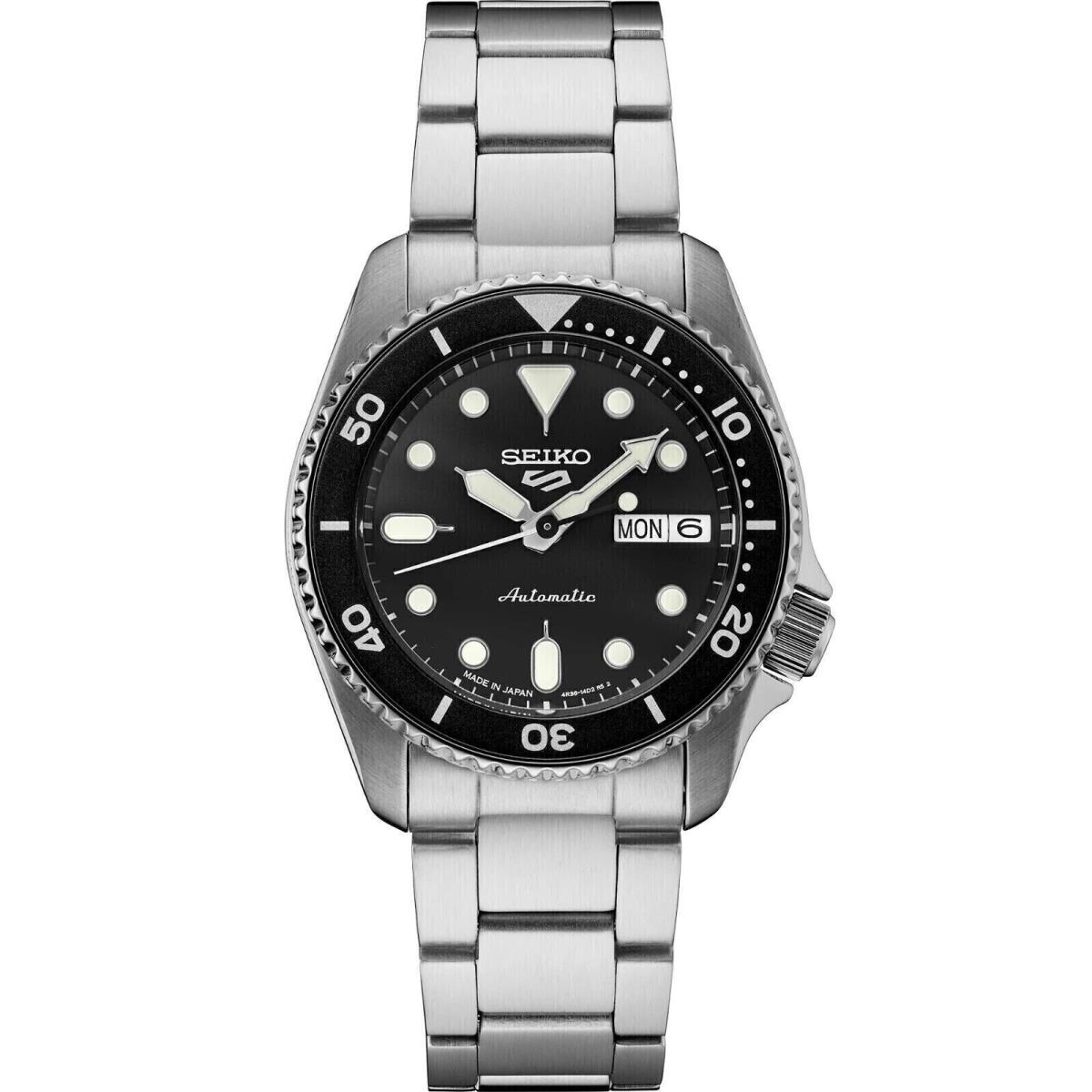 Seiko Men`s 5 Sports Skx Midi Black Stainless Steel Automatic Men`s Watch SRPK29