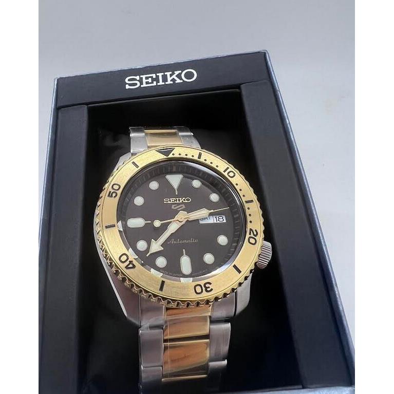 Seiko 5 Five Sport Automatic Two Tone Steel Bracelet Watch SRPK24