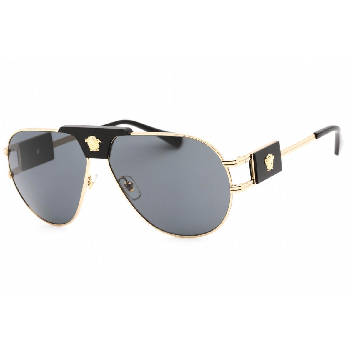 Versace VE 2252 100287 Sunglasses Gold Frame Dark Grey Lenses 63mm