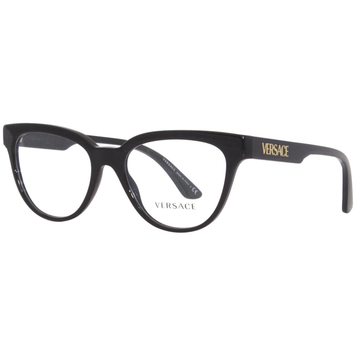 Versace 3315 GB1 Eyeglasses Frame Women`s Black/gold Full Rim Cat Eye 54mm