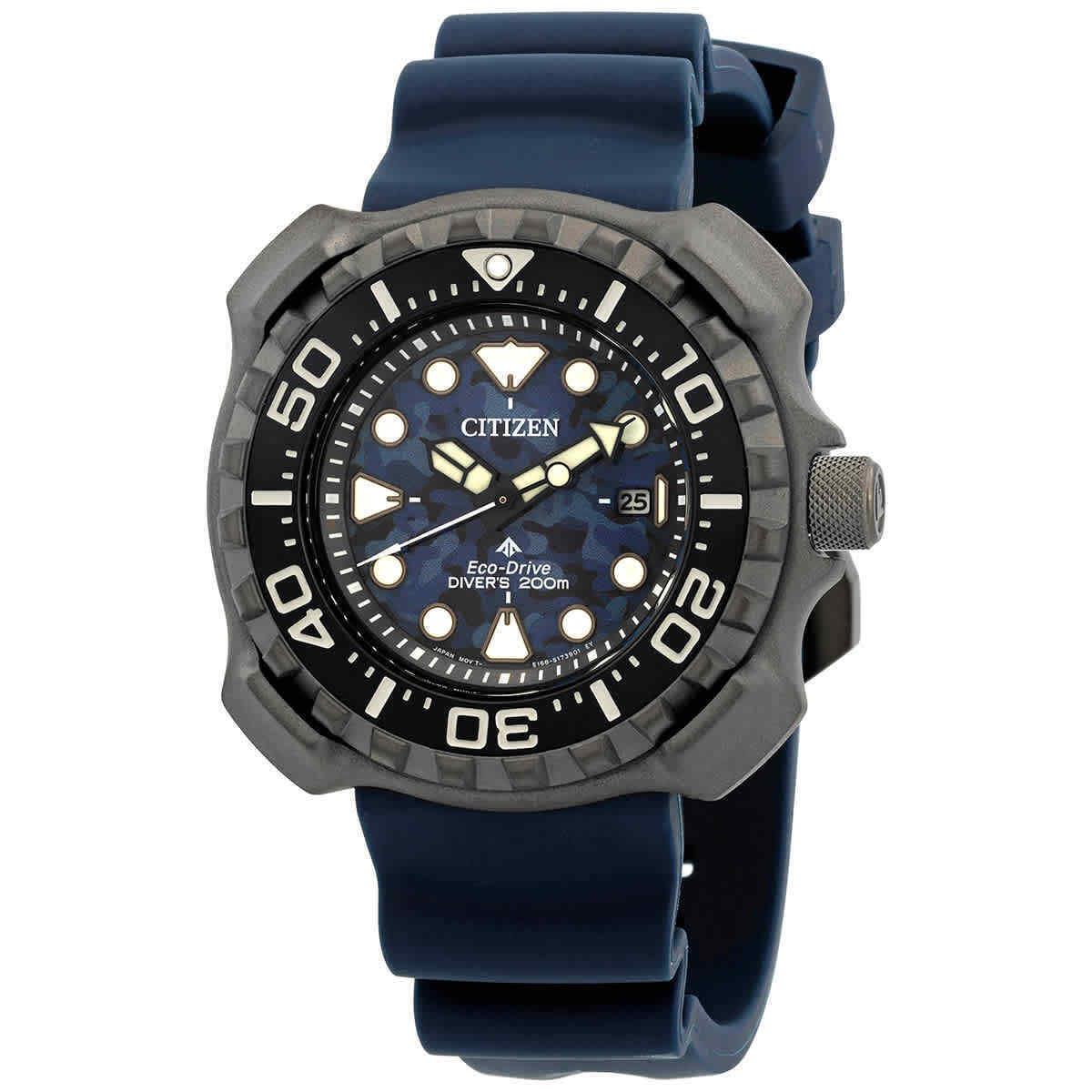 Citizen Promaster Diver Blue Dial Super Titanium Men`s Watch BN0227-09L - Dial: Blue, Band: Blue, Bezel: Black